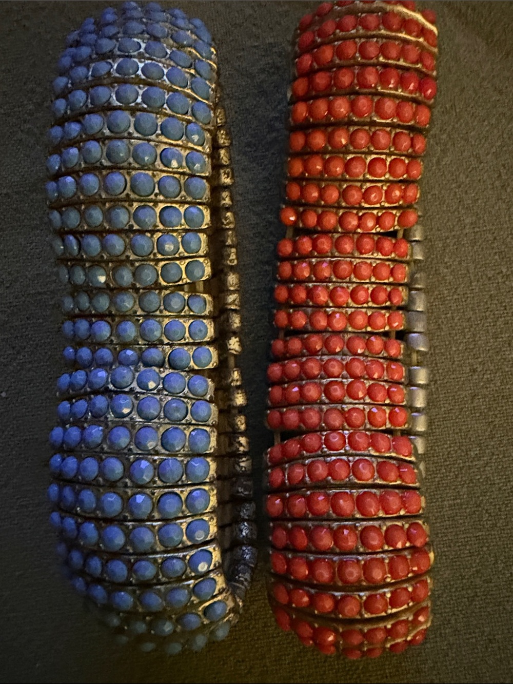 Beaded Stretch Bracelet Set - Blue & orange